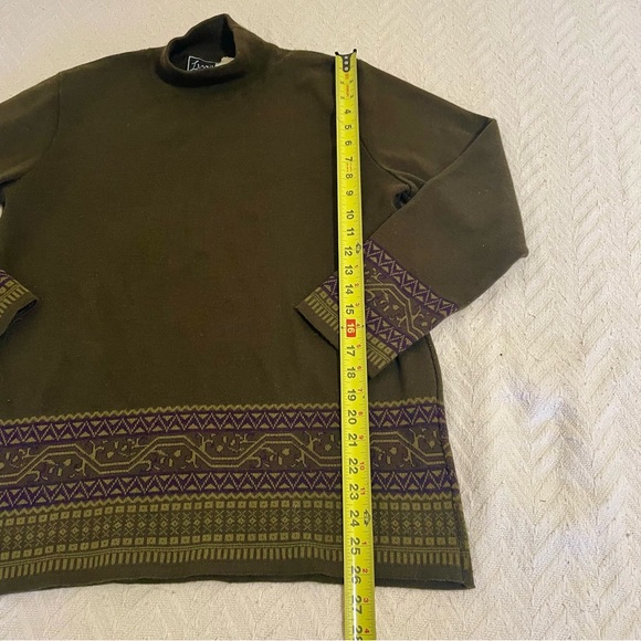 VTG Lennie brand green mock neck sweater with purple and green patterns L Women - Picture 2 of 10